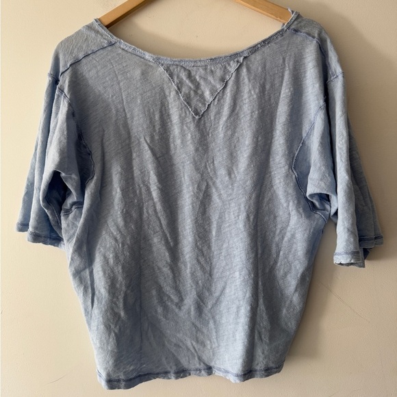 Free People Head in the Clouds Baby Blue Linen Tee - Picture 5 of 5